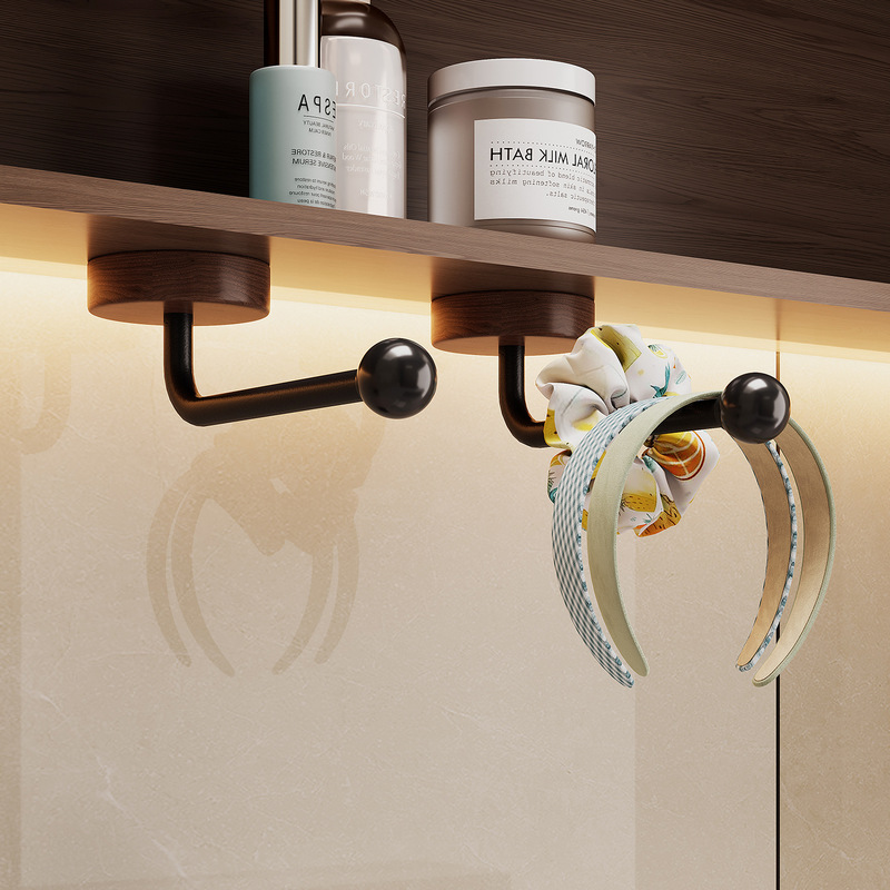 Bathroom Walnut Door Hook, No-Drill, Strong Load-Bearing Adhesive Wall-Mounted Hook for Hanging Clothes and Hats Bathroom Walnut Door Hook, No-Drill, Strong Load-Bearing Adhesive Wall-Mounted Hook for Hanging Clothes and Hats