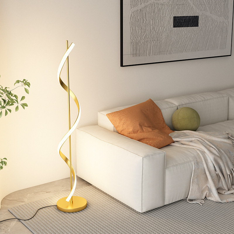 Wind Spiral Lamp Bedroom Bedside Decorative Lines Cream Modern Floor Lamp Living Room Sofa Standing Lamp Creative Minimalist Lamp