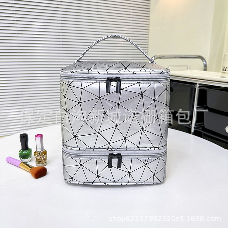 Bolso cosmético transfronterizo de gran capacidad Bolso femenino portátil de PVC de alta calidad Bolso de almacenamiento de esmalte de uñas Bolso de mano para uñas