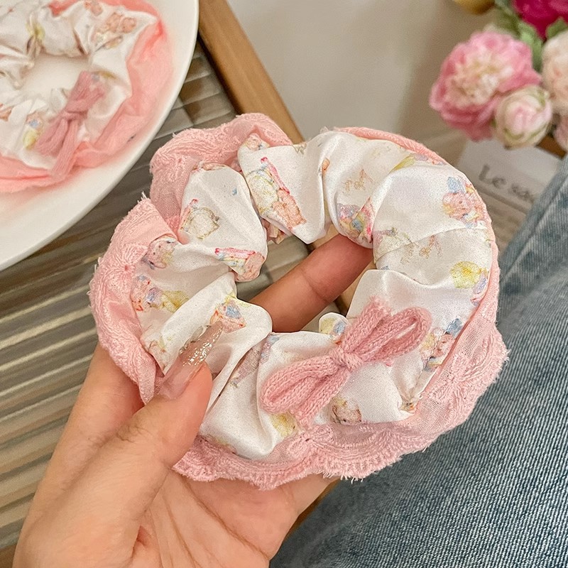 El encaje francés doble anillo de cabello de intestino grueso femenino de alta calidad cuerda de cabello de pelo de ballet dulce Meisen tocado de cabello