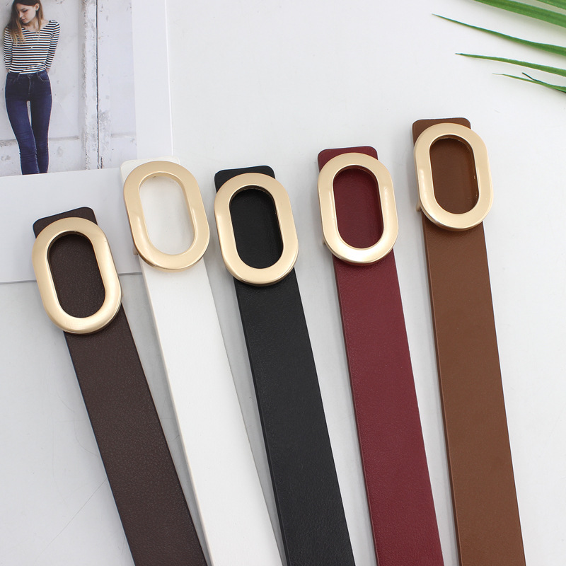 Oval suave hebilla cinturón de las mujeres ins estilo decorativo jeans overoles Corea del Sur Moda cinturón ancho