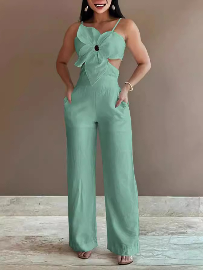 2024 Amazon Cross-border Export Fashion Casual Backless Jumpsuit Women's Pants