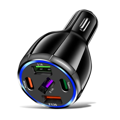 QC3.0 car mobile phone charger 2QC3.0 2PD fast charging car charger PD30W digital display fast charging (Mobil şarj cihazları) - 359-3a2c-black-bare-metal