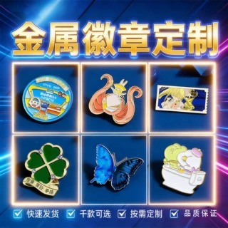 金属徽章定制珐琅烤漆UV滴胶锌合金胸章别针蝴蝶扣磁吸卡通胸针