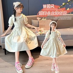 女童夏裝連衣裙2024新款兒童夏天公主裙小女孩夏季高級感裙子