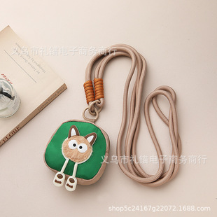 New Hanging Ornament Bag Pendant Lanyard Hanging Neck Brown Cute Coin Purse with Mobile Phone Decoration Earphone Bag Personality