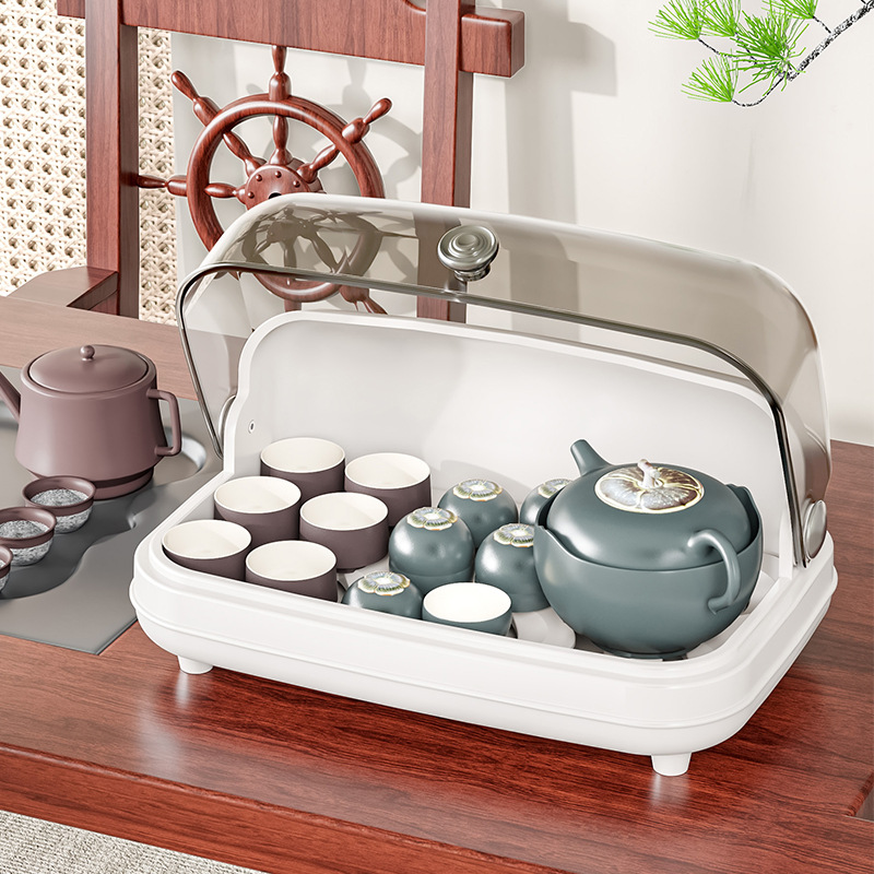 데스크탑 컵 저장 랙 티 컵 방진 트레이 유리 컵 선반 차 세트 컵 보관 상자