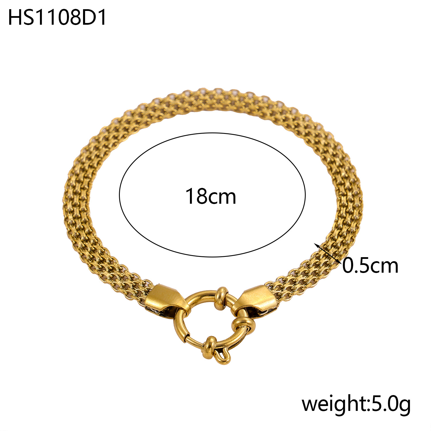 8g Weight PVD Coated Gold Plating Process Real Gold Plated Plating Material Vintage Style Classic Style Solid Color 304 Stainless Steel 14K Gold Plated Mesh Bracelet Bracelets In Bulk