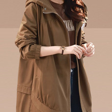 时尚休闲感风衣外套女春秋25新款中长款宽松大码显瘦冲锋衣潮