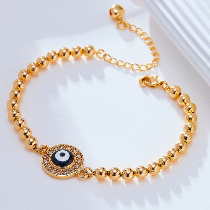 European and American Cross-Border Creative Design Turkish Evil Eye Bracelet with Colorful Enamel Factory Direct Sale Chain