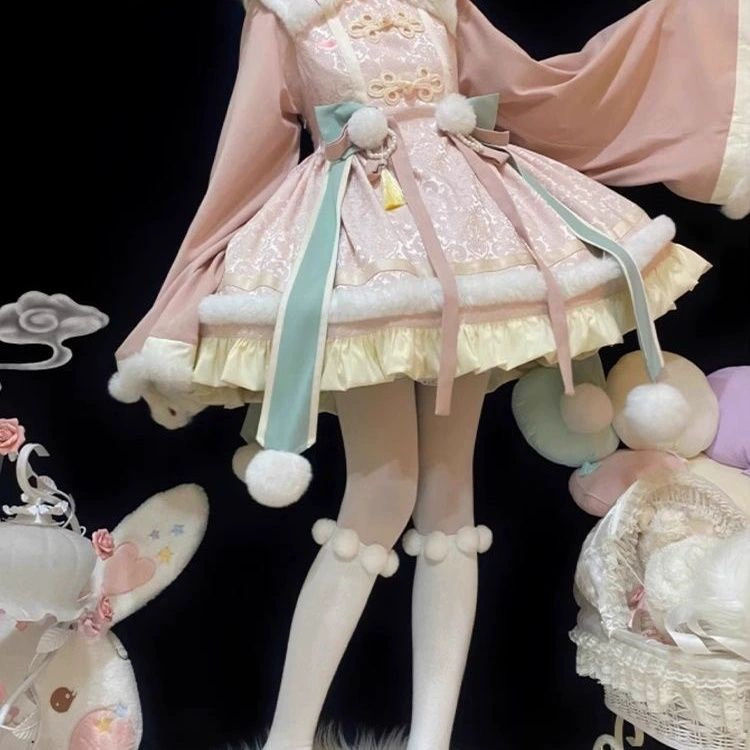 Summer dress, cute long-sleeve, Lolita style, increased thickness