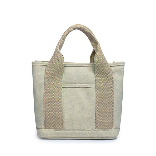 Good-looking new durable canvas bag, lunch bag, small square bag for work, stylish lunch box, crossbody bag with rice, hand bag