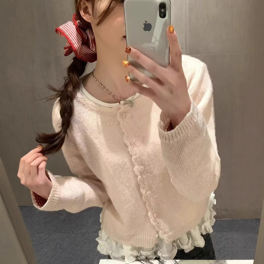 2025 primavera coreana dulce versátil adelgazamiento suave delgada cardigan de punto de hebilla de una sola fila suéter glutinoso suave abrigo mujer image 5