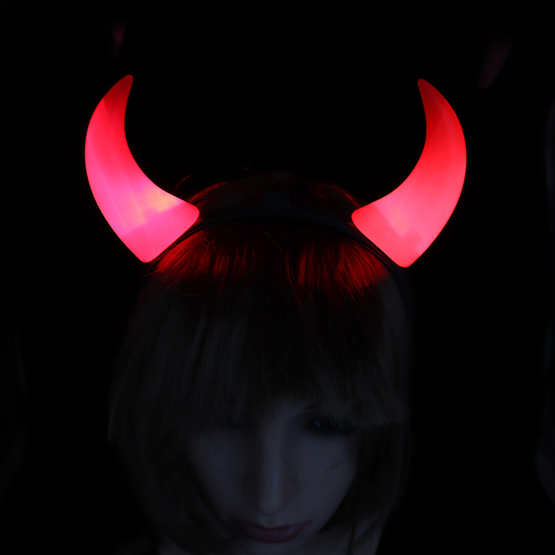 Diadema de cuerno luminosa pequeña/mediana, modo siempre brillante, iluminación directa, accesorios de fiesta de disfraces de Halloween