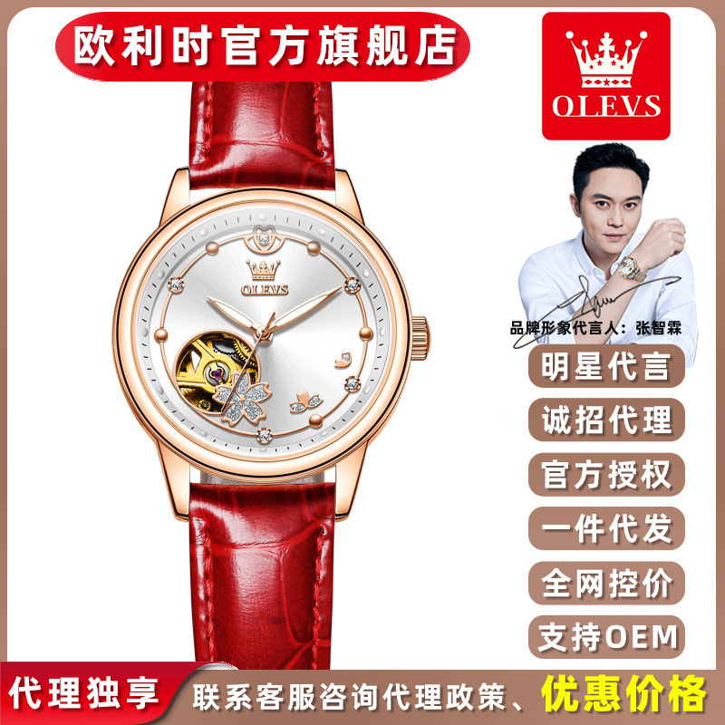 Dropshipping Oris Fully Automatic Watch Hollow Mechanical Watch Fashion Jewelry Niche Waterproof Women's Watch Women's Watch