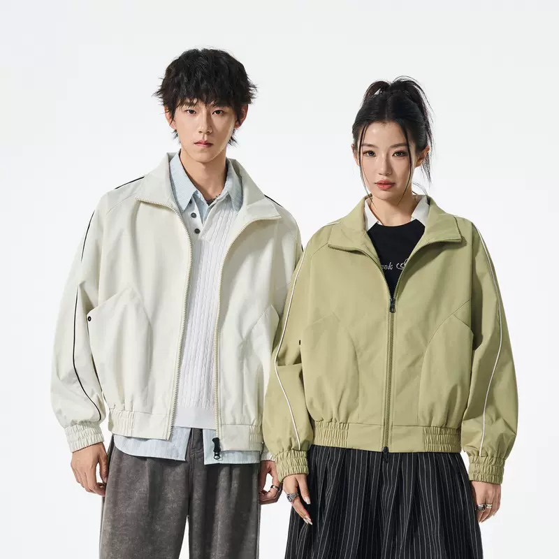 甜酷风蝴蝶结立领上衣男2025年秋季新款休闲宽松拉链夹克长袖外套