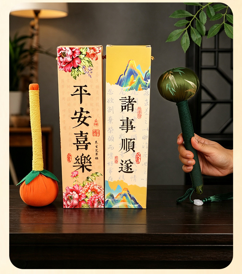 Mugwort Herbal Hammer Ai Cao Hammer Handmade Massage Stick Gift Box Set 26cm Chinese Wellness Gift preparation