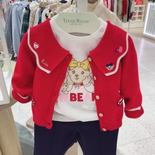 特价韩版童装国内专柜外贸尾单婴童娃娃领针织开衫外套T0CK223851