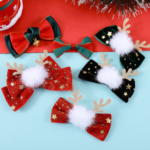 Christmas children's bow tie hair accessories cute bow bell Christmas hair clip accessories in stock wholesale