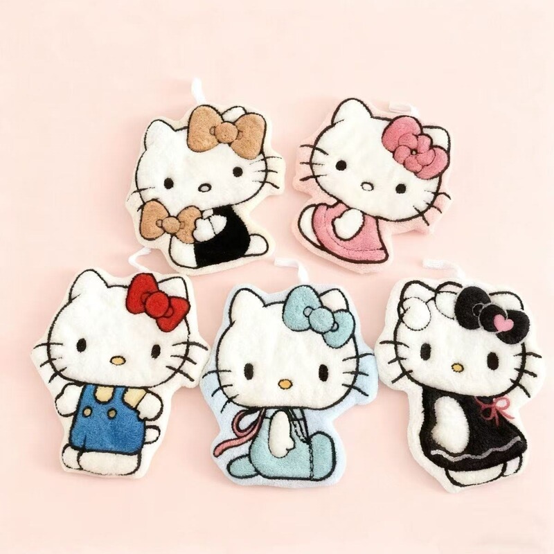 Cartoon Kitty Cat Hand Towel Hanging Type Thick Absorbent Gift Sanrio Hanging Towel Kitchen Cartoon Cute