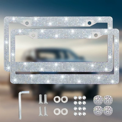 License plate holder/license plate holder: License Plate Frames - round-hole-double-piece-silver