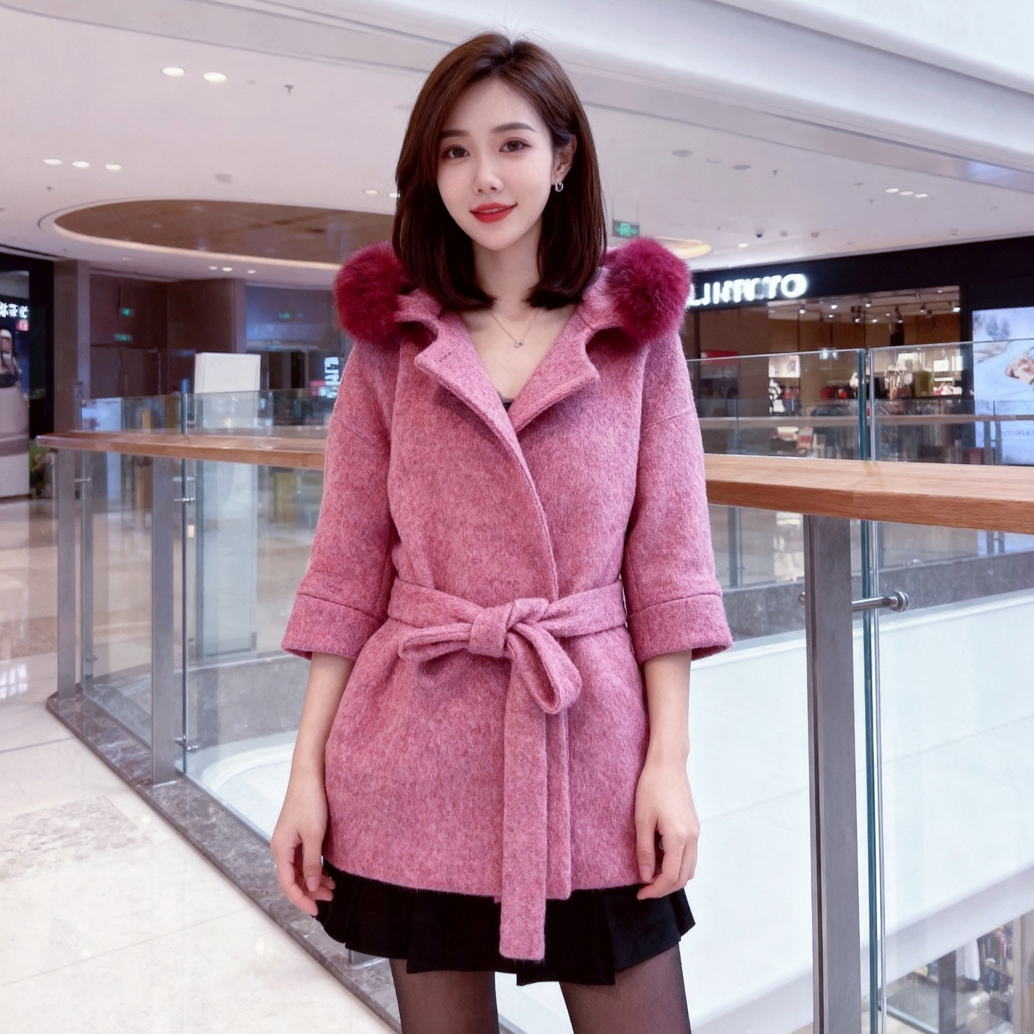 New Cocoon Wool Coat Wool Coat Fox Wool Collar Short Women's Autumn and Winter Loose Wool Coat