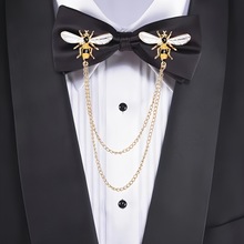 男士西服韩版创意蜜蜂造型配饰小西服胸口装饰时尚纯金属链条胸针
