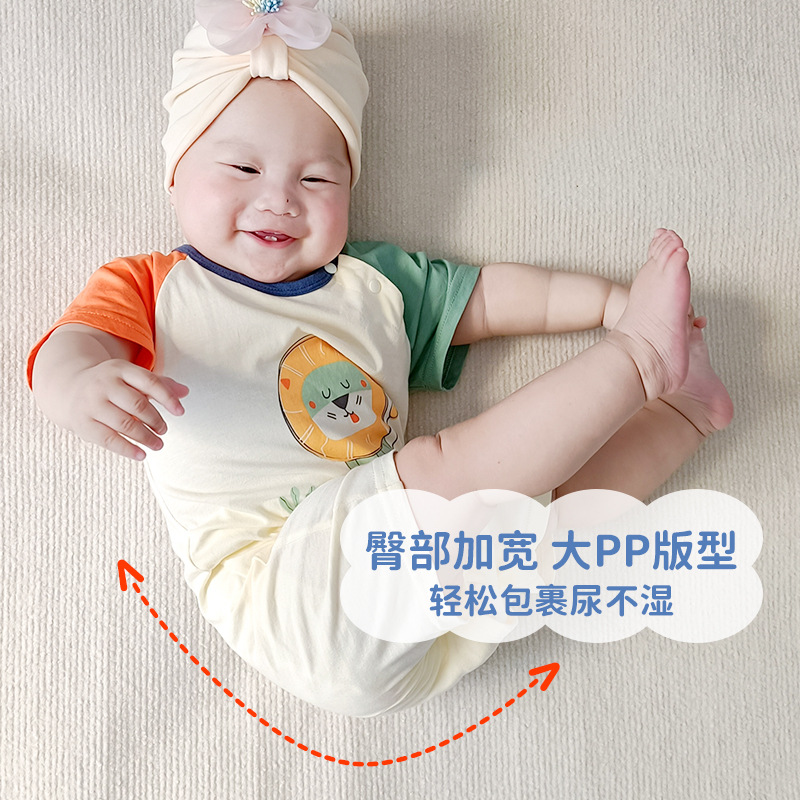 Baby Summer Clothes Breathable for Boys, Short-Sleeve Onesie, Summer Thin Style, Super Cute Infants and Toddlers, Pure Cotton Diaper Cover