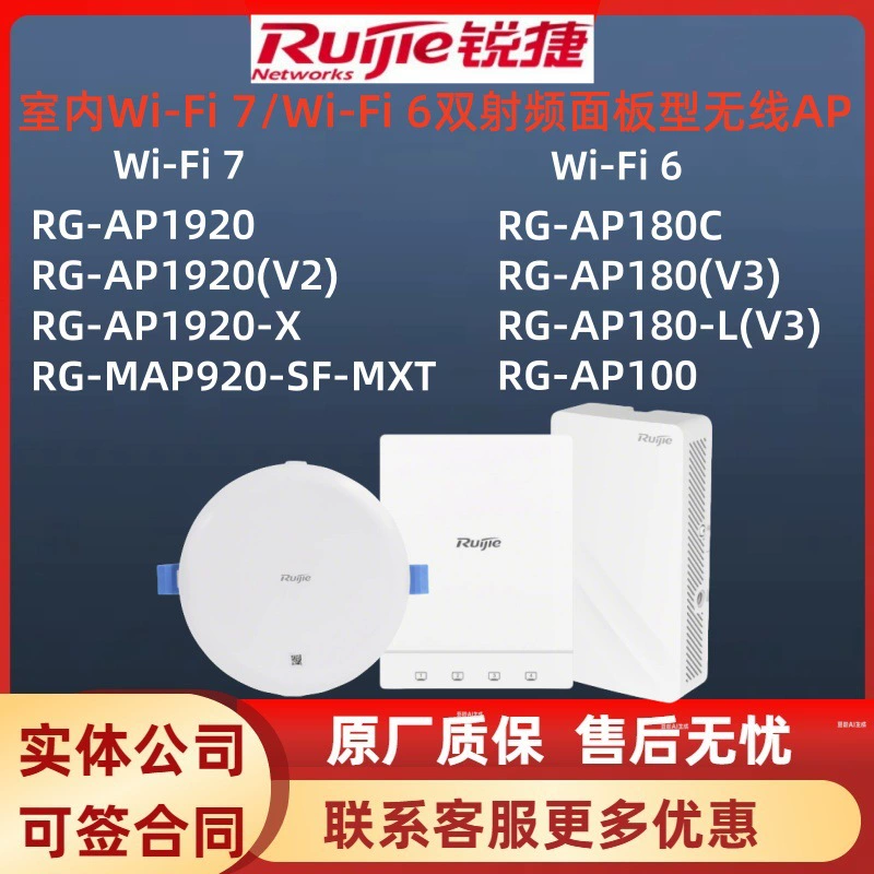 Точка доступа Ruijie Wi-Fi 7 (панельная) RG-AP1920(V2)/1920-X/AP180C/AP180(V3)/AP100