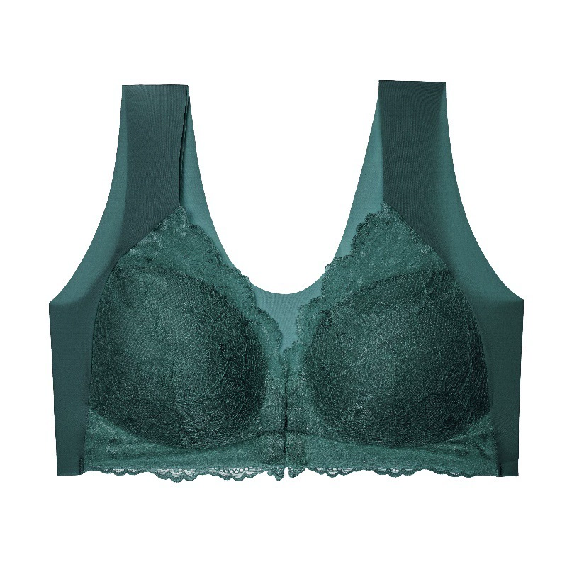 Горячий Плюс Размер передней пряжки тонкий бюстгальтер кружевной сексуальный беспроводной Собранный бесшовный жилет Женское нижнее белье оптом