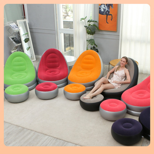 ✅ Cross-border ready stock thickened inflatable lazy sofa with footstool leisure sofa recliner portable storage air chair