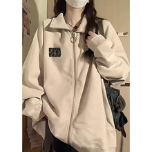 美式复古卫衣外套女春秋季2025新款秋冬加绒慵懒风oversize棒球服