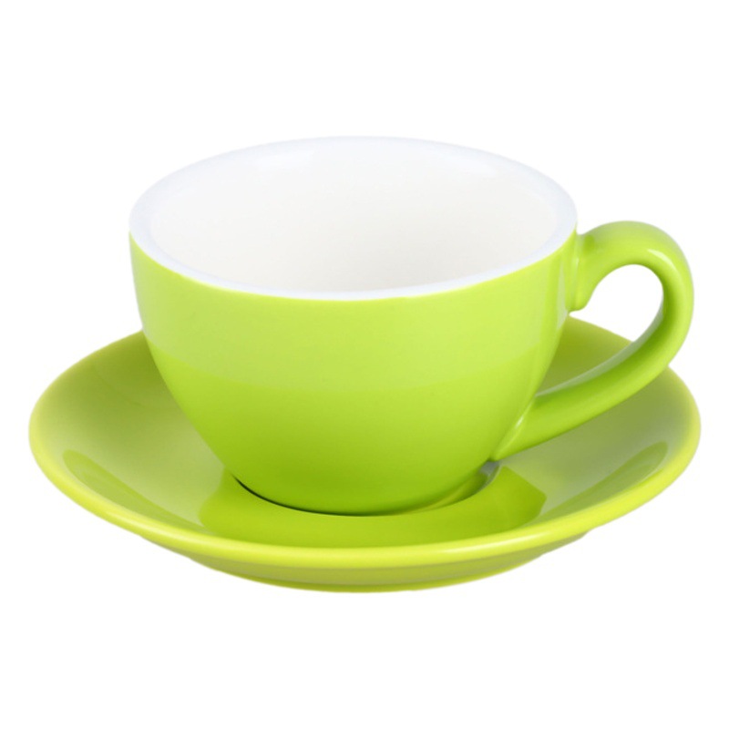 Venta al por mayor guirnalda latte 220ml taza de café estilo europeo pequeño lujo capuchino cerámica taza de café platillo cuchara traje