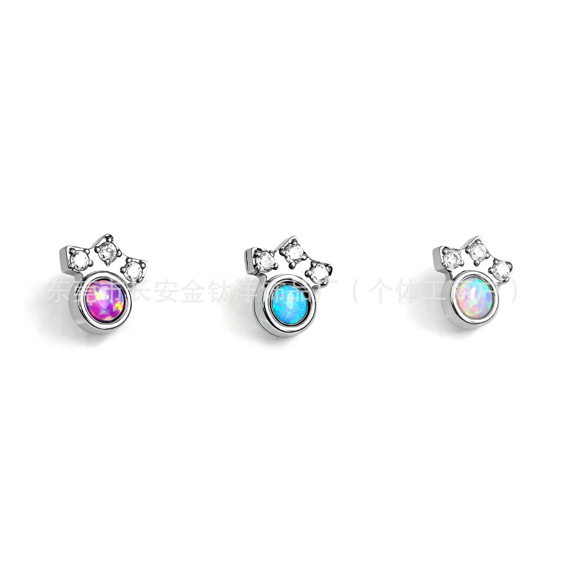 F136 Titanium Internal Thread Opal Cat Claw Zircon Lip Nail Nose Nail Ear Nail Ear Bone Nail G23 Titanium Alloy Piercing Jewelry detail image 7