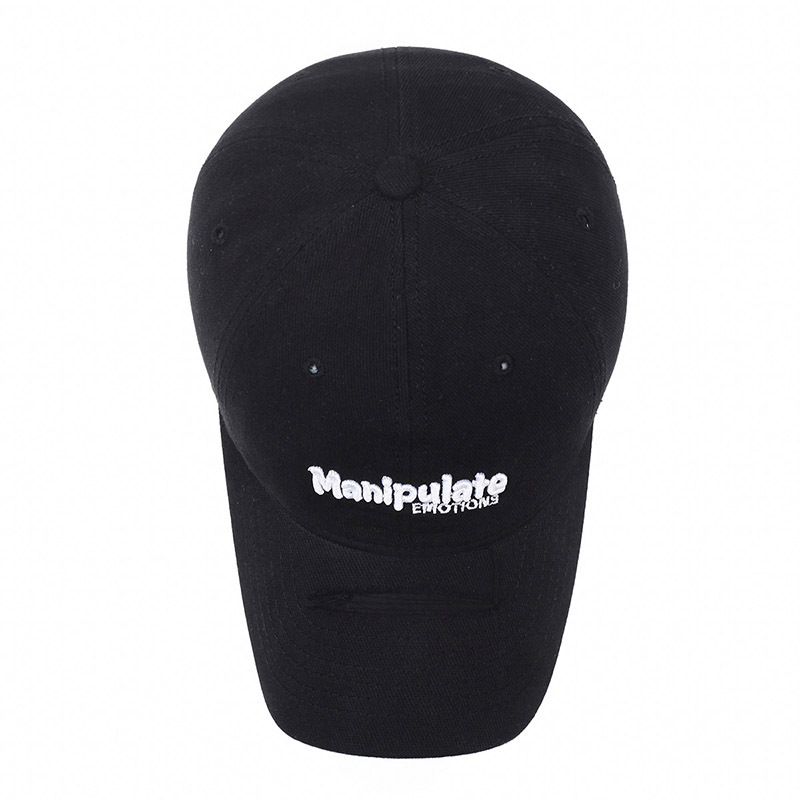 Korean Style Women's Letter Embroidery Wide Soft Top Baseball Cap With Distressed Brim Trendy Unisex Sun Hat_voghion.com