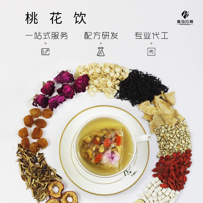 Peach blossom drinking herbal formula tea rose longan papaya combination bag brewing female tea triangle tea bag processing