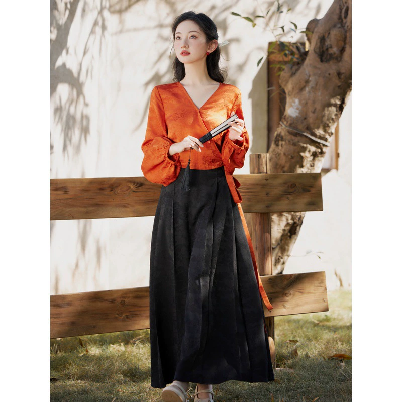 Новый жилет в китайском стиле, юбка в китайском стиле, Женская Весна и лето, новый улучшенный топ рубашки с перекрестными ремешками Han Element на каждый день