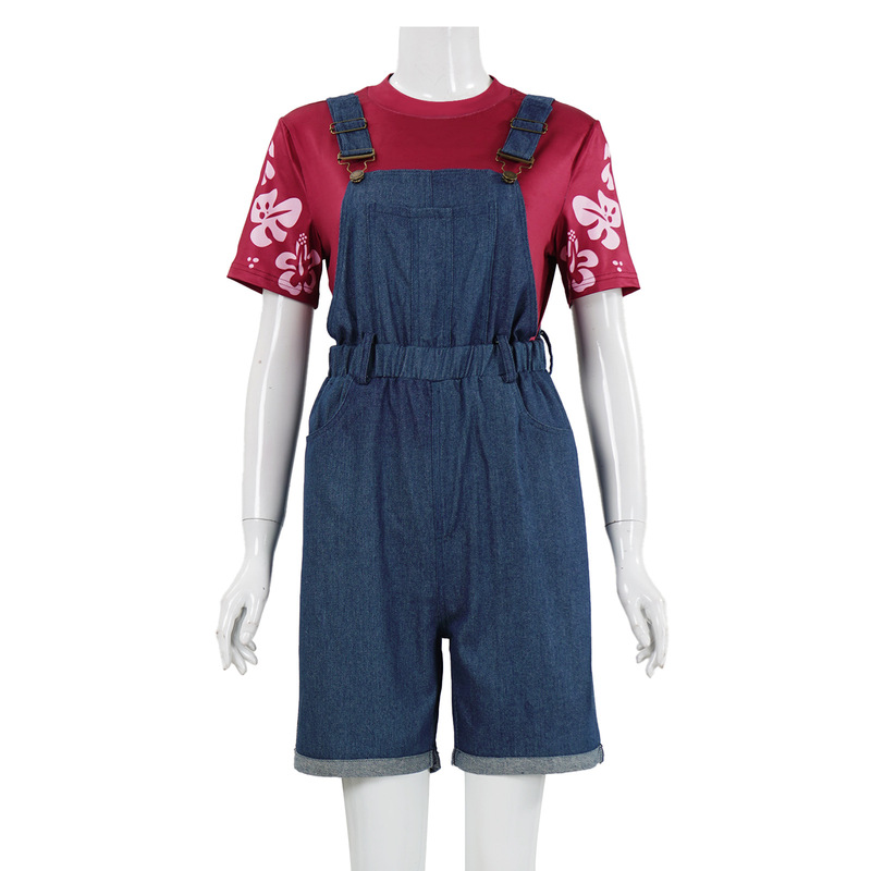 Manyou Star Baby Stitch Cosplay Costume Lilo Red Denim Overalls Set Real-Life Character Cosplay Costume
