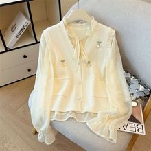 小清新甜美领马甲衬衫两件套女装2025秋季小众新款叠穿背心上衣