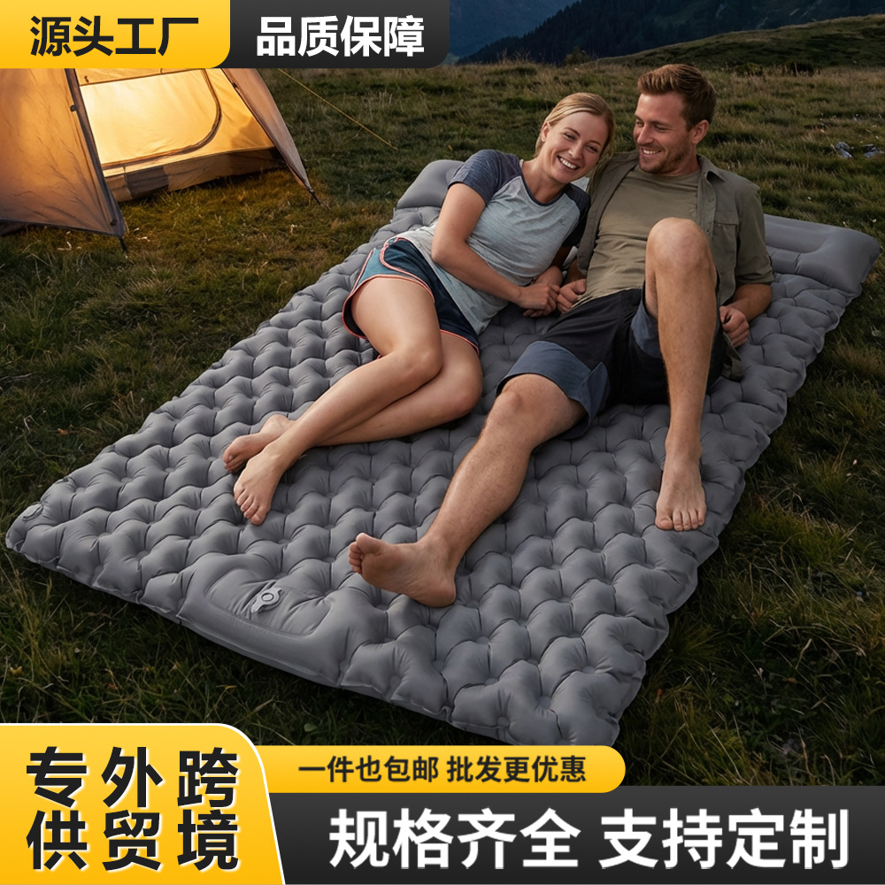 Thickness 7cm Double Inflatable Sleeping Pad Tpu Moisture-Proof Pad Outdoor Tent Camping Mattress Integrated Pillow