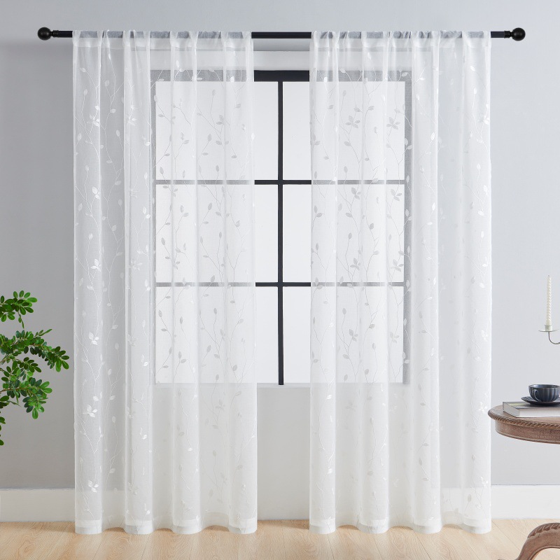 Amazon Foreign Trade emitió hojas bordadas, cortinas de estilo europeo, pantallas de ventanas, cortinas de balcón de dormitorio de sala de estar terminadas