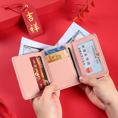 新款三折钱包女士时尚可爱卡通短款创意大容量钱夹驾驶证卡包卡套