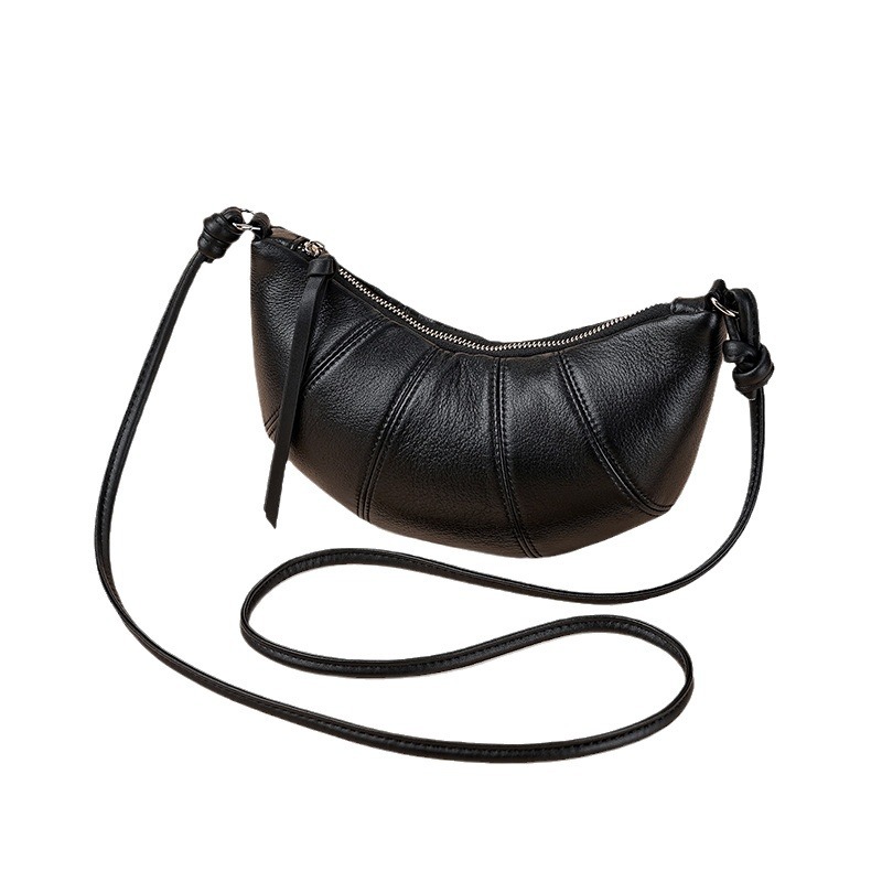 Top Grain Cowhide Leather Hobo Bag - Genuine Leather Shoulder & Crossbody Bag, Summer Fashion Casual Versatile Luxury Dumpling Bag For Women - Thumbnail 5