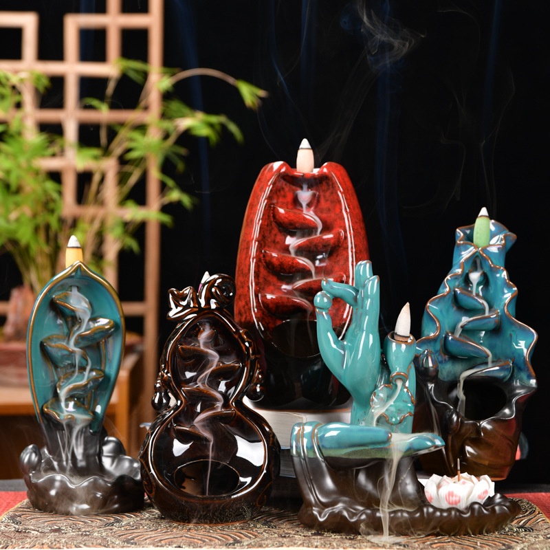 跨境亚马逊窑变左右缝源佛手莲花荷叶竹根葫芦酒瓶荷塘月色批发|ms