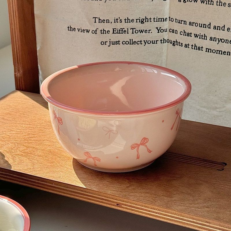 蝶結び【6インチ麺碗】どんぶりの少女の心の高い顔の値のカップラーメン碗ins釉薬の下の陶磁器碗|undefined