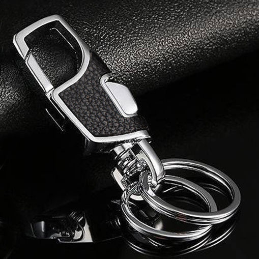 Light luxury leather keychain men's waist buckle creative metal one-press lock household anti-lost car key