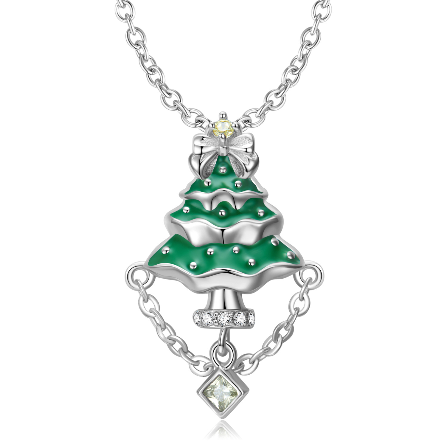 Sweet Geometric Sterling Silver Plating Zircon Pendant Necklace 1 Piece