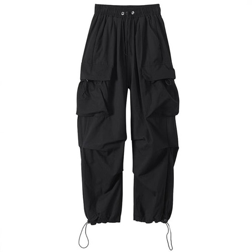 2025 Women's Summer Thin Casual Work Pants, American Retro Loose Wide Leg Drawstring Cool Trendy Pants