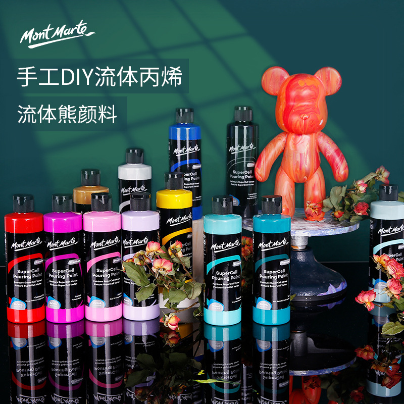 Montmartre Fluid Violent Bear Handmade Pigment White Embryo Internet Celebrity Fluid Bear Acrylic Set Fluid Paint