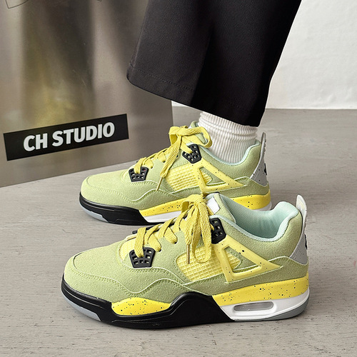 National trend ins style niche air cushion sneakers ulzzang trend couple grass green frosted casual sports sneakers for men and women